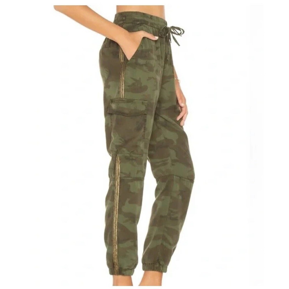 Pam & Gela Side Stripe Camo Pants Joggers Pull On Crop Drawstring $265. Small‎